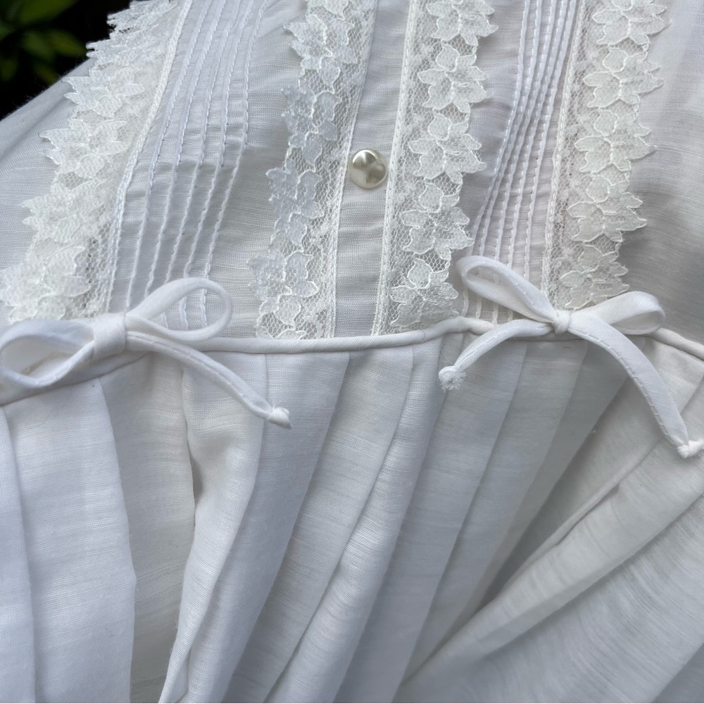 Vintage 1950 Cottagecore Pristine White Fit and Flare Elegant Feminine Dress S - Picture 4 of 9